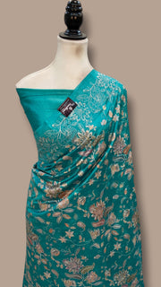 Pure Dupion Silk Handloom Banarasi Saree With Chikankari - The Handlooms