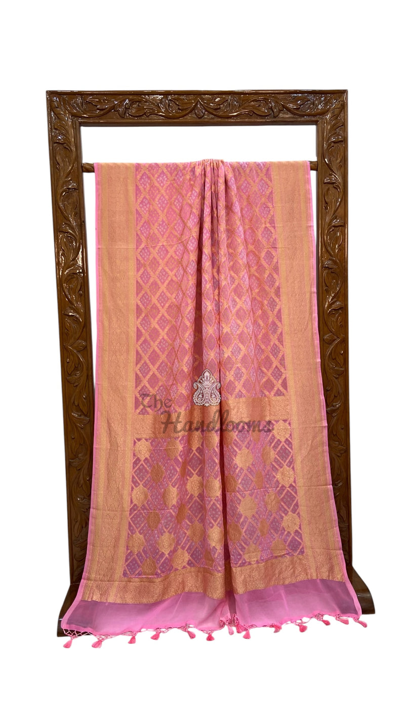 Pure Georgette Banarasi Bandhej Handloom Saree