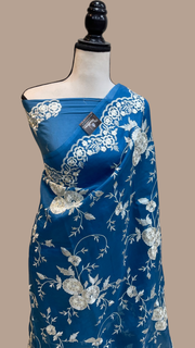 Pure Organza Chikankari Handloom Banarasi Saree - The Handlooms