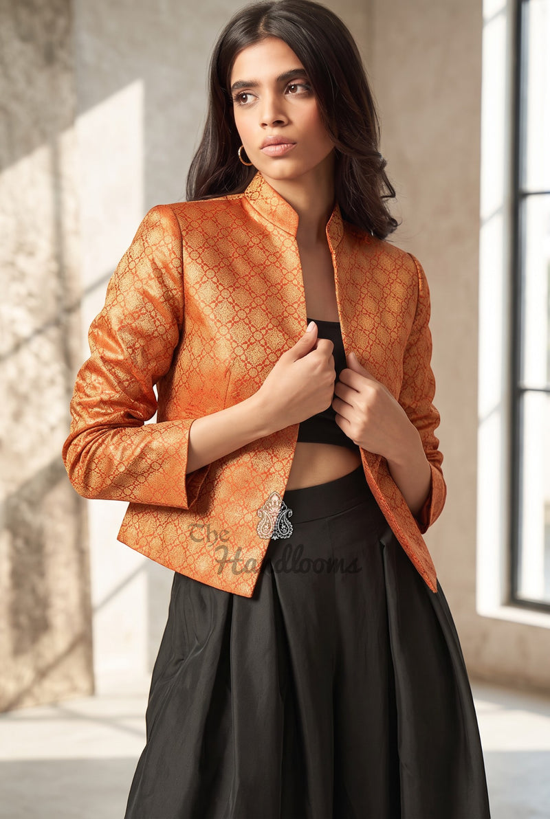 Pure Katan Silk Handwoven Jacket - Tanchui Brocade