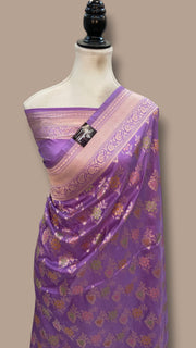 Pure Katan Silk Banarasi Handloom Saree - All Over Jaal Work With Meenakari - The Handlooms