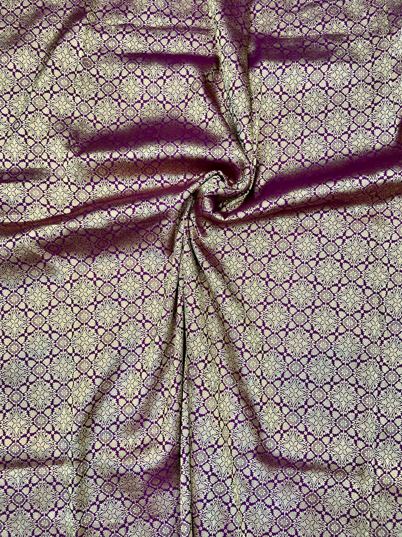 Pure Katan Silk Tanchui Brocade Handloom Banarasi Fabric - The Handlooms