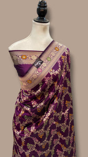 Pure Katan Silk Banarasi Handloom Saree - All Over Jaal Work With Meenakari - The Handlooms