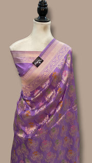 Pure Katan Silk Banarasi Handloom Saree - All Over Jaal Work With Meenakari - The Handlooms
