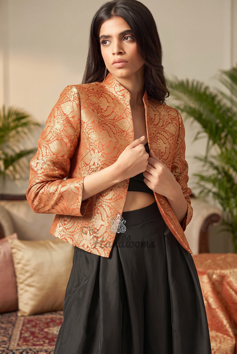 Pure Katan Silk Handwoven Jacket - Tanchui Brocade