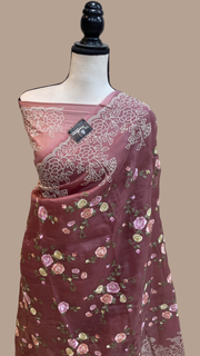 Pure Organza Chikankari Handloom Banarasi Saree - The Handlooms