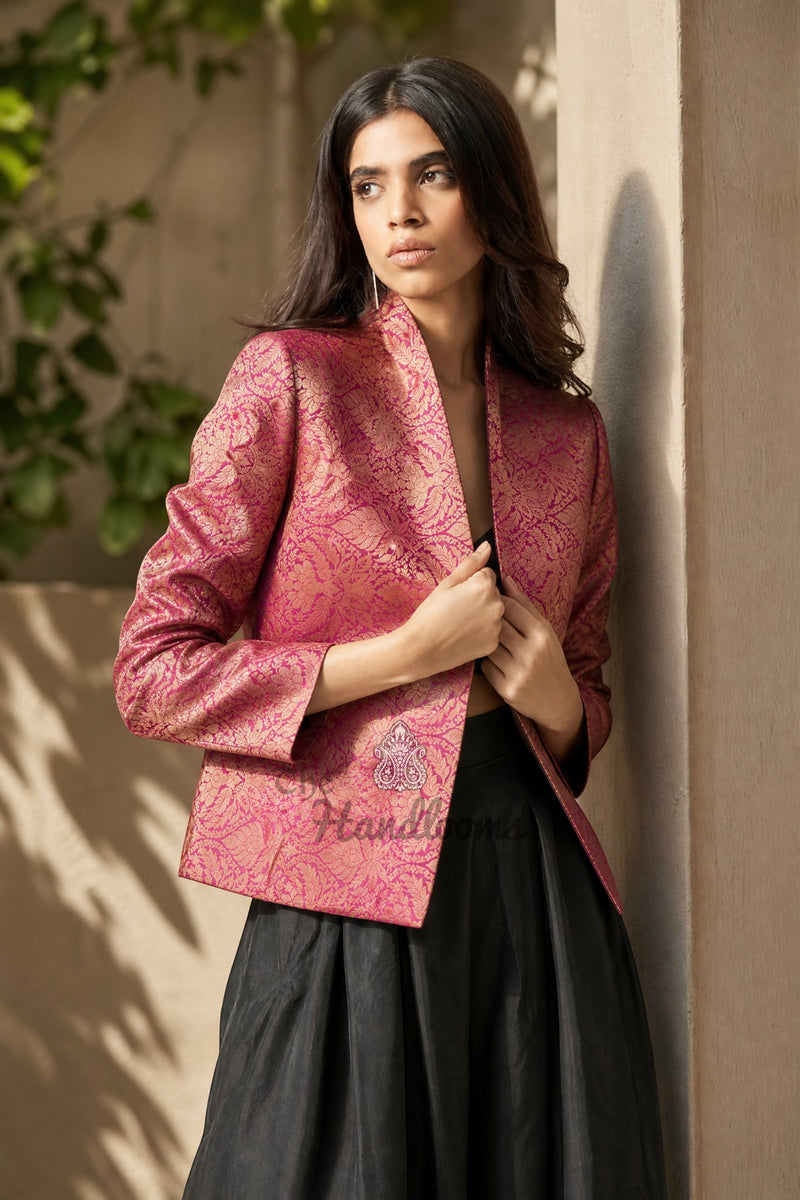 Pure Katan Silk Handwoven Jacket - Tanchui Brocade