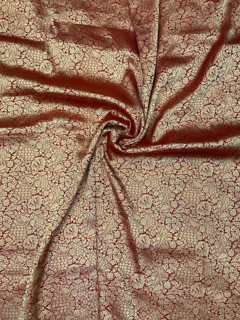 Pure Katan Silk Tanchui Brocade Handloom Banarasi Fabric - The Handlooms