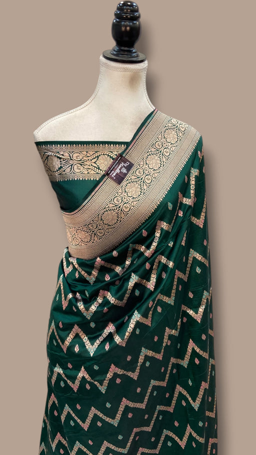 Pure Katan Silk Banarasi Handloom Saree - All Over Jaal Work With Meenakari - The Handlooms