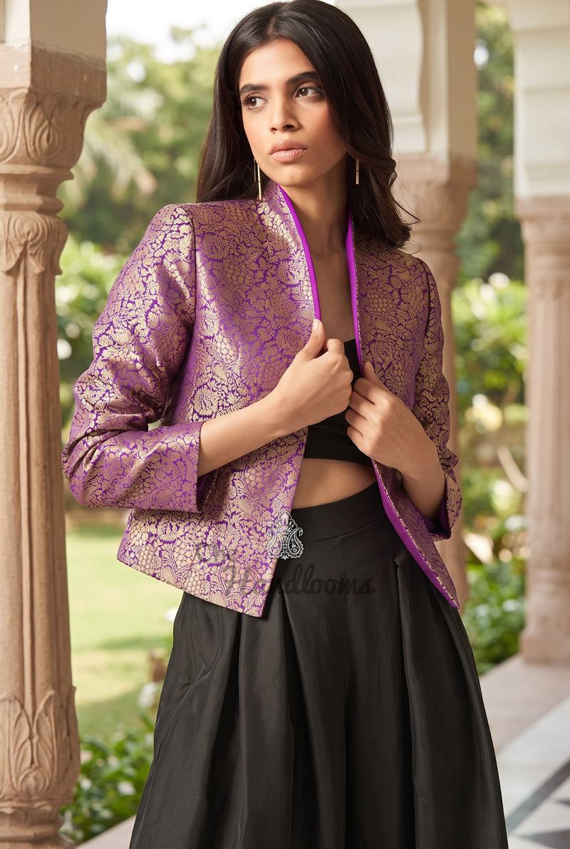 Pure Katan Silk Handwoven Jacket - Tanchui Brocade