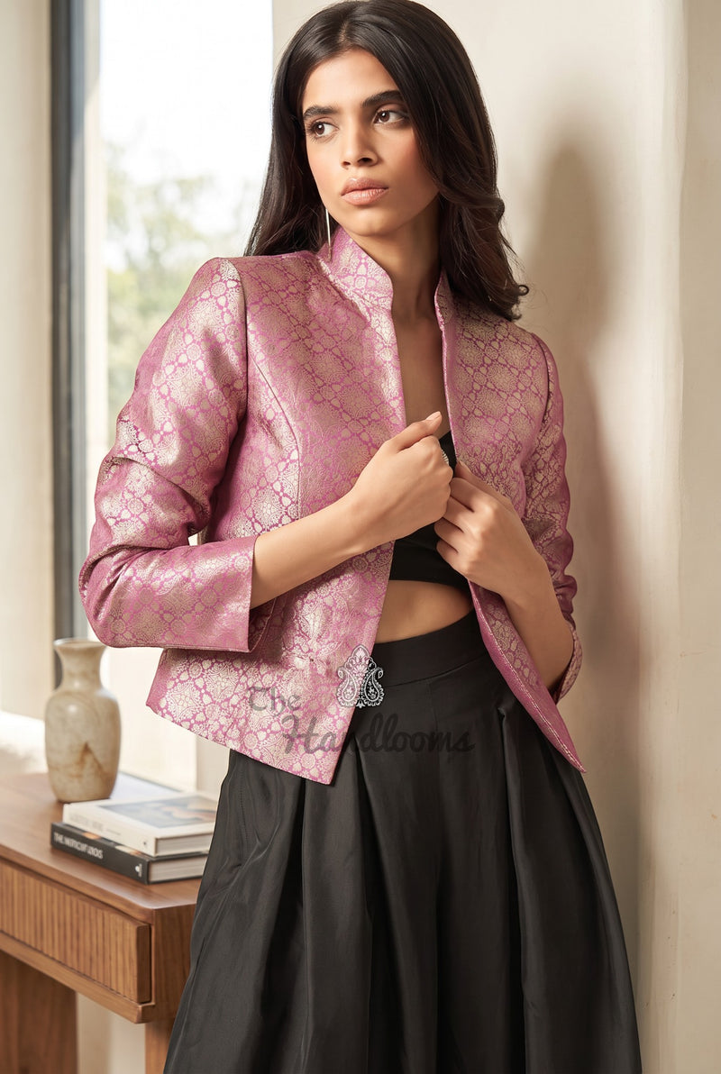 Pure Katan Silk Handwoven Jacket - Tanchui Brocade