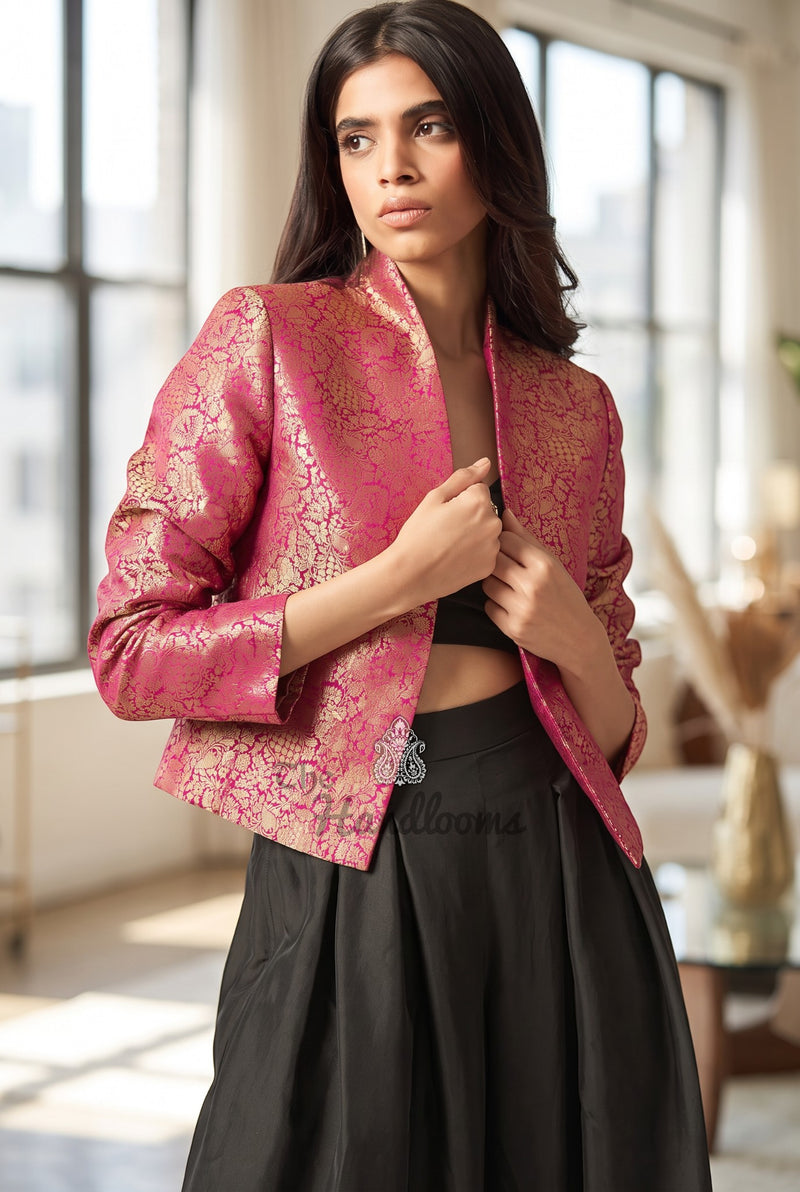 Pure Katan Silk Handwoven Jacket - Tanchui Brocade