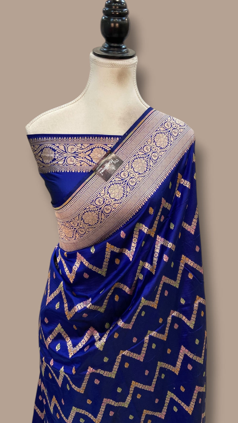Pure Katan Silk Banarasi Handloom Saree - All Over Jaal Work With Meenakari - The Handlooms