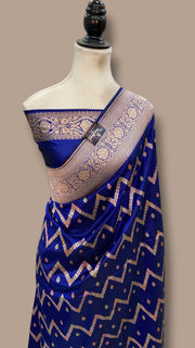 Pure Katan Silk Banarasi Handloom Saree - All Over Jaal Work With Meenakari - The Handlooms
