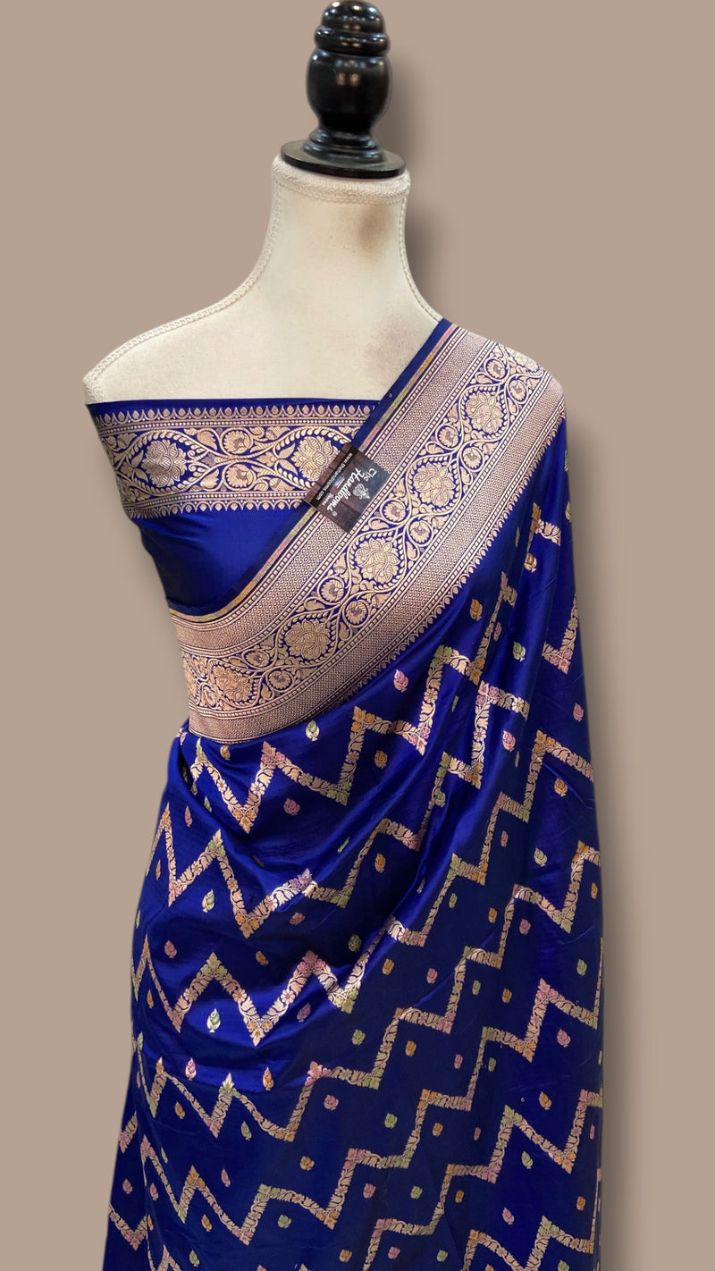 Pure Katan Silk Banarasi Handloom Saree - All Over Jaal Work With Meenakari - The Handlooms