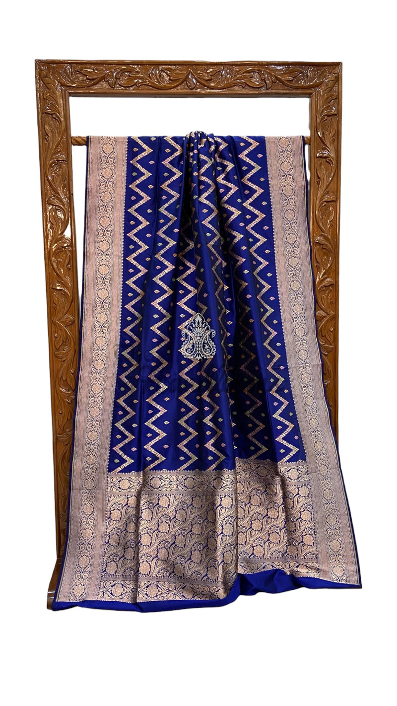 Pure Katan Silk Banarasi Handloom Saree - All Over Jaal Work With Meenakari - The Handlooms