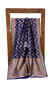 Pure Katan Silk Banarasi Handloom Saree - All Over Jaal Work With Meenakari - The Handlooms