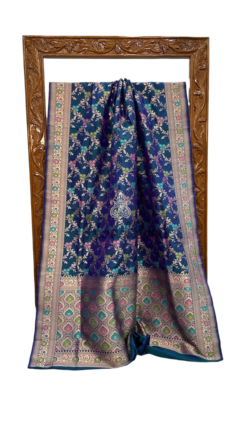 Pure Katan Silk Banarasi Handloom Saree - All Over Jaal Work With Meenakari - The Handlooms