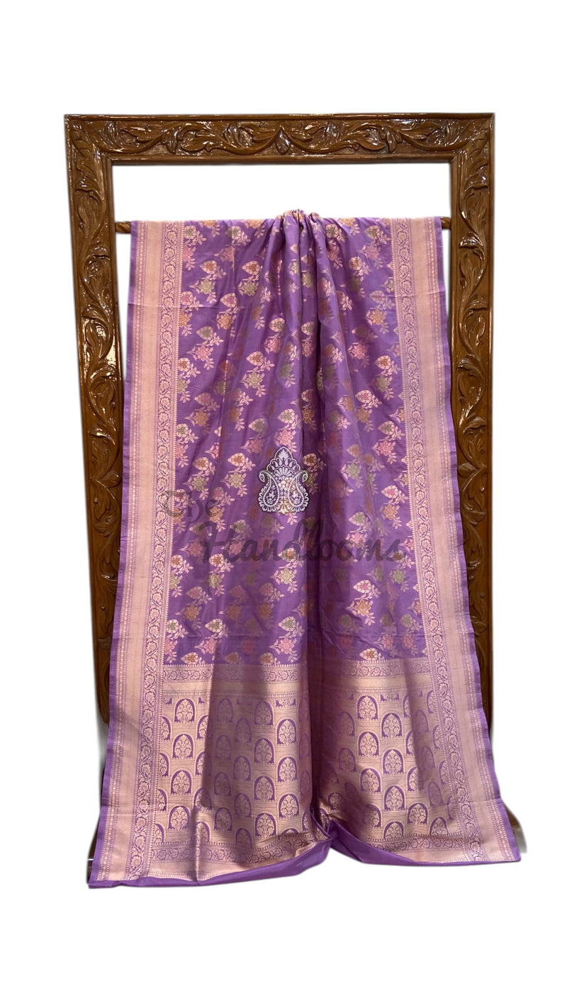 Pure Katan Silk Banarasi Handloom Saree - All Over Jaal Work With Meenakari - The Handlooms