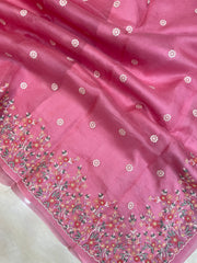 Pure Organza Chikankari Handloom Banarasi Saree - The Handlooms