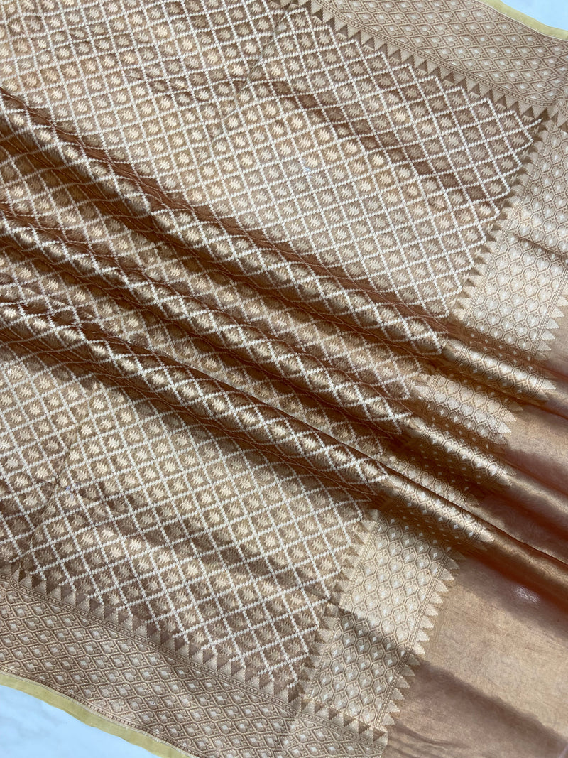 Pure Tissue Reshmi Zari Banarasi Brocade Handloom Dupatta - The Handlooms