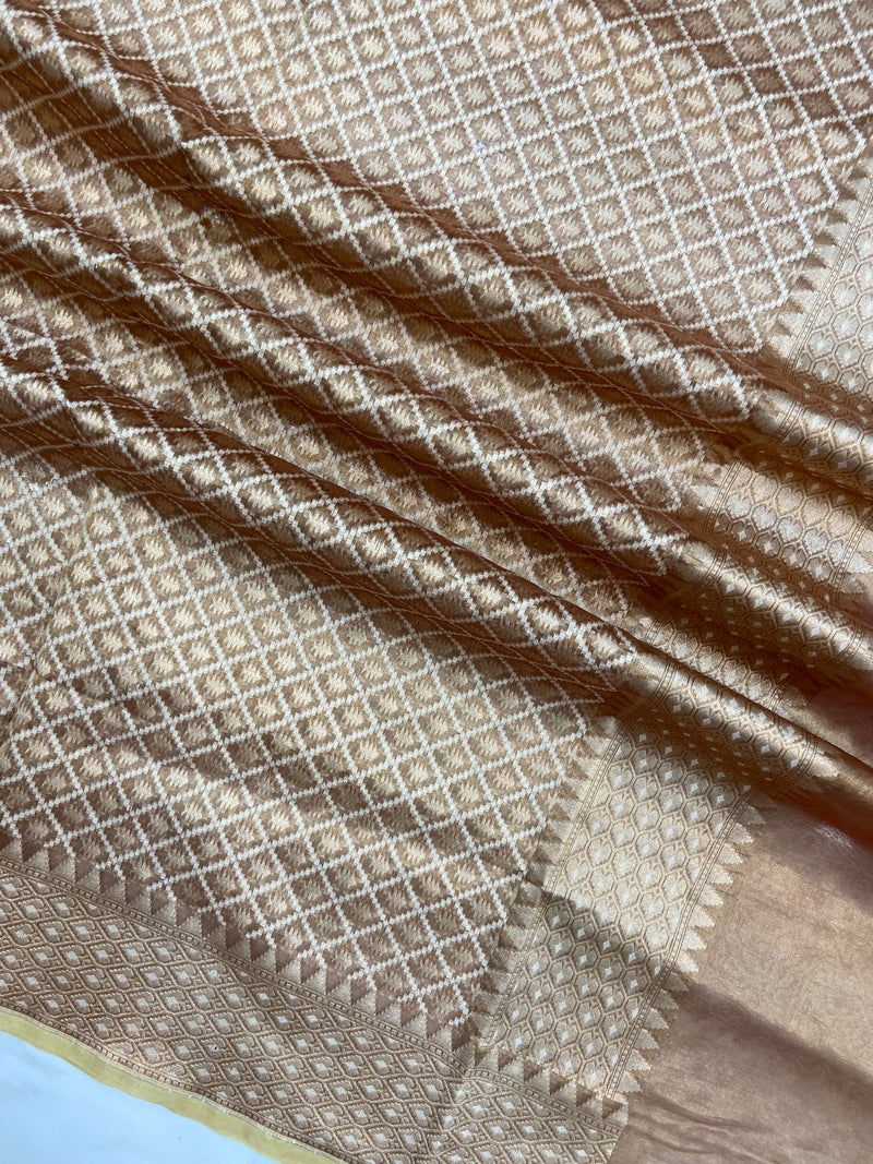 Pure Tissue Reshmi Zari Banarasi Brocade Handloom Dupatta - The Handlooms