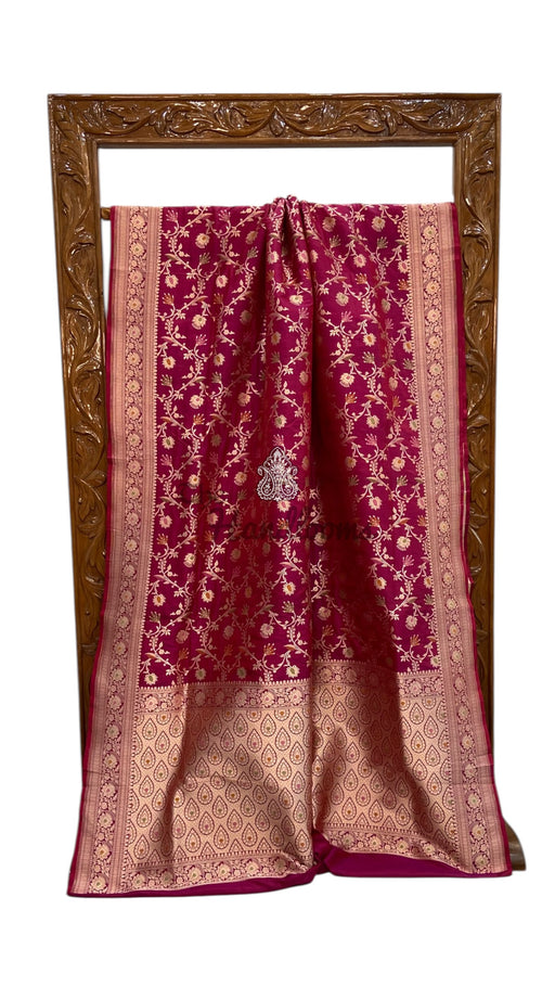 Pure Katan Silk Banarasi Handloom Saree - All Over Jaal Work With Meenakari - The Handlooms