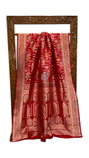 Pure Katan Silk Banarasi Handloom Saree - All Over Jaal Work With Meenakari - The Handlooms