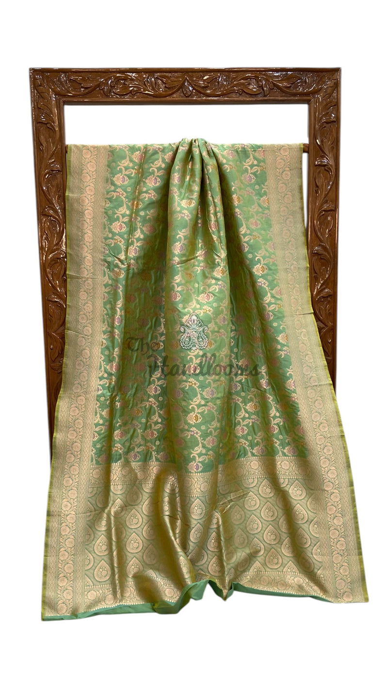 Pure Katan Silk Banarasi Handloom Saree - All Over Jaal Work With Meenakari - The Handlooms