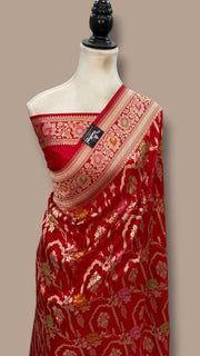 Pure Katan Silk Banarasi Handloom Saree - All Over Jaal Work With Meenakari - The Handlooms