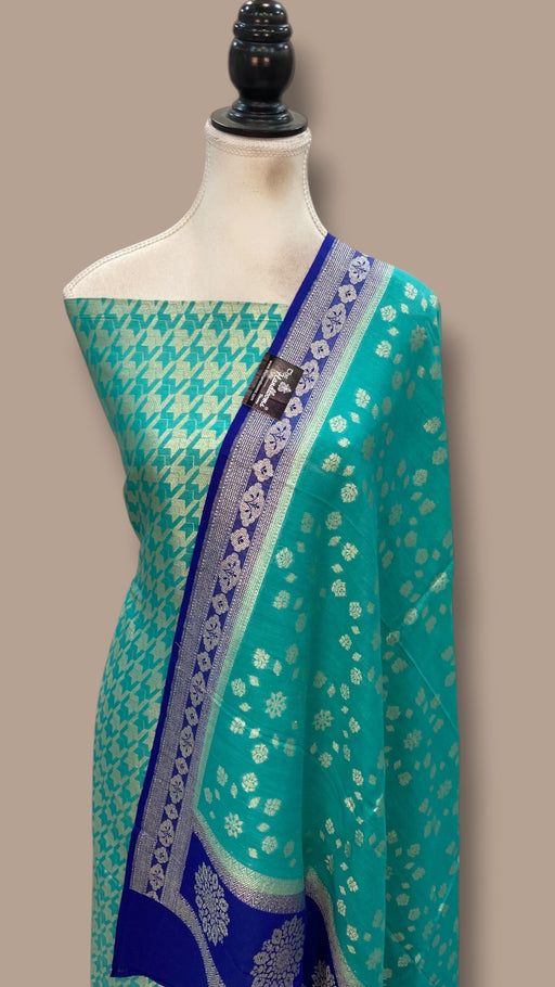 Pure Moonga Georgette Banarasi Dress material - The Handlooms