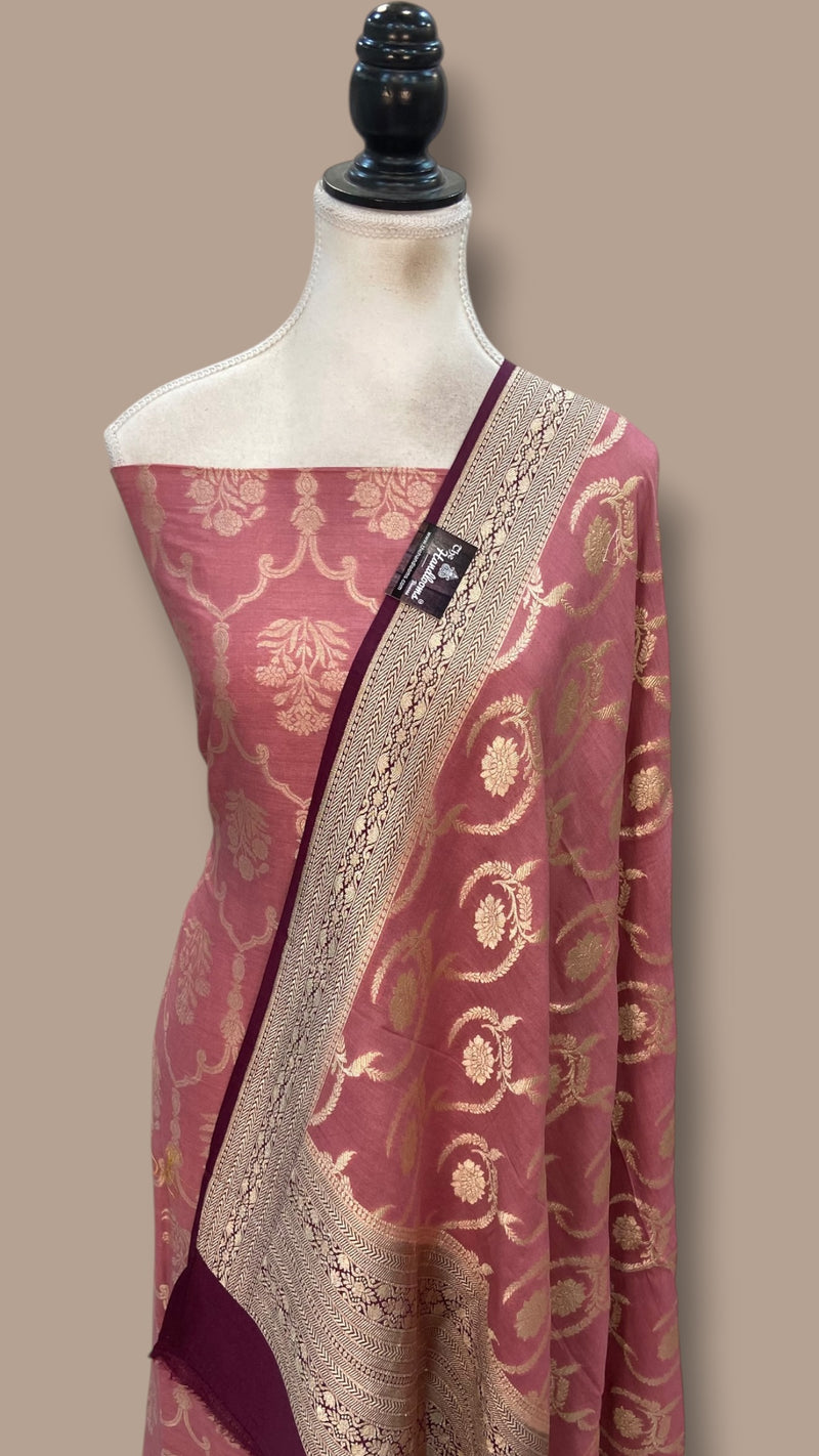 Pure Moonga Georgette Banarasi Dress material - The Handlooms