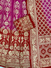 Pure Khaddi Georgette Bandhani Handloom Banarasi Lehenga - The Handlooms