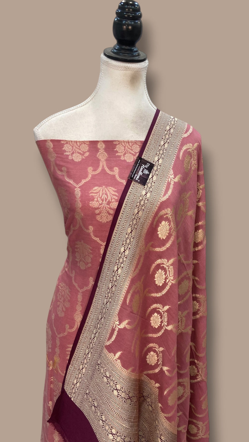 Pure Moonga Georgette Banarasi Dress material - The Handlooms