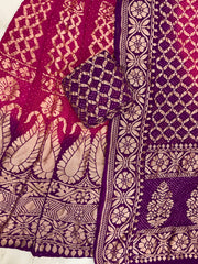 Pure Khaddi Georgette Bandhani Handloom Banarasi Lehenga - The Handlooms