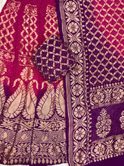 Pure Khaddi Georgette Bandhani Handloom Banarasi Lehenga - The Handlooms