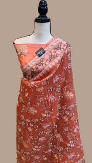 Pure Organza Chikankari Handloom Banarasi Saree - The Handlooms