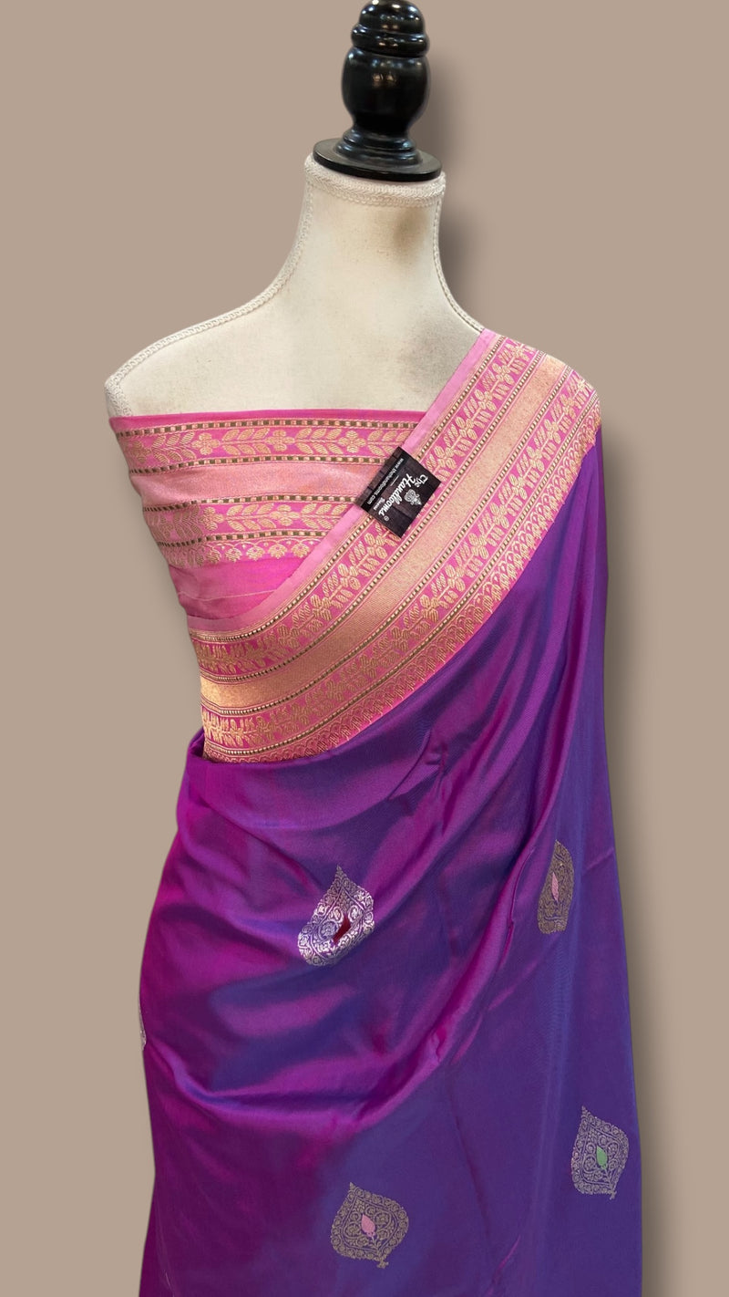Pure Katan Silk Banarasi Handloom Saree - All Over Kadua Motifs - The Handlooms