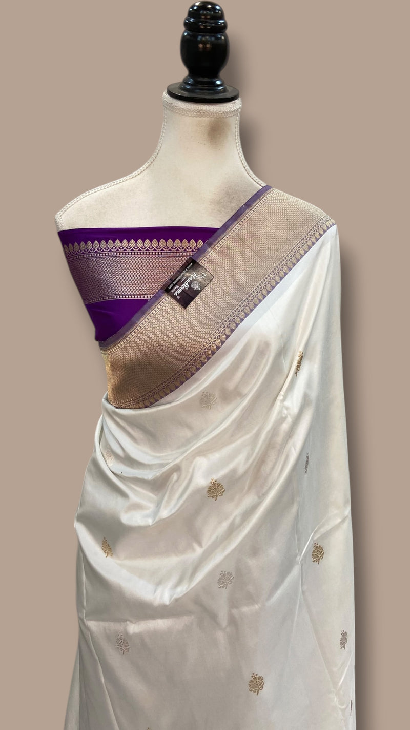 Pure Katan Silk Banarasi Handloom Saree - All Over Kadua Motifs - The Handlooms