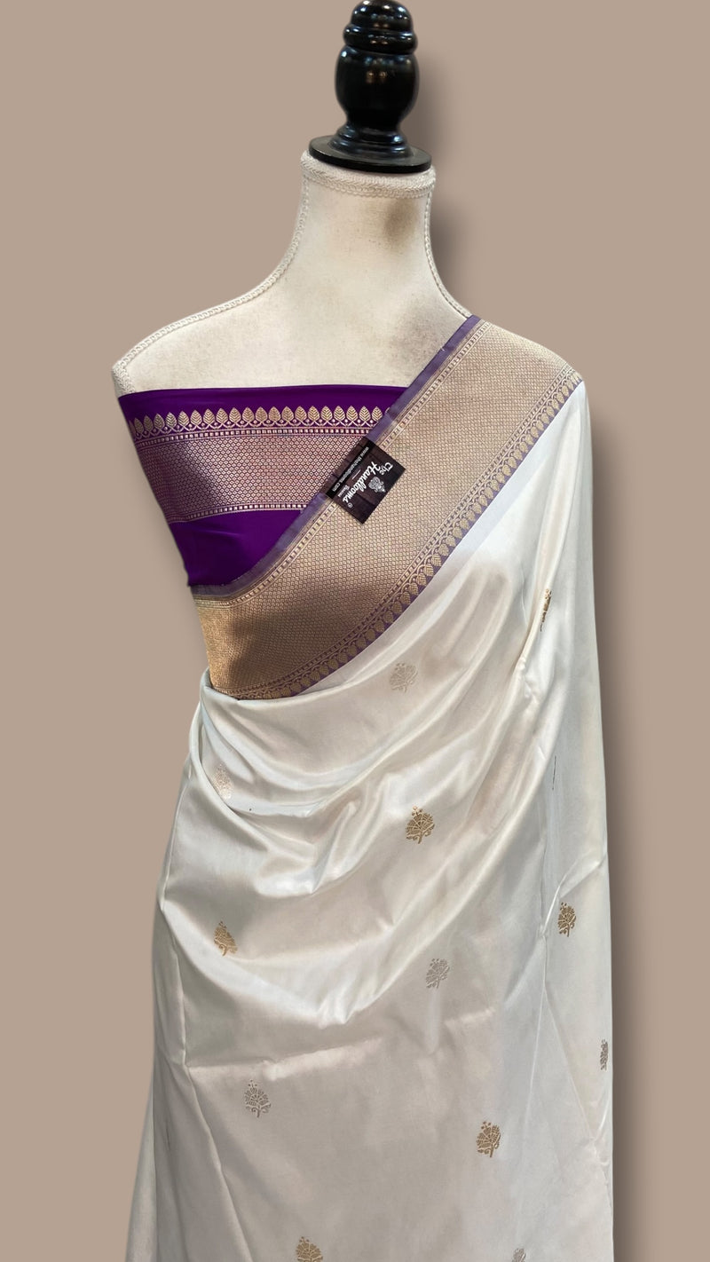 Pure Katan Silk Banarasi Handloom Saree - All Over Kadua Motifs - The Handlooms
