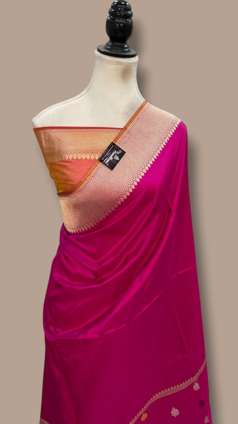 Pure Katan Silk Banarasi Handloom Saree - All Over Kadua Motifs - The Handlooms