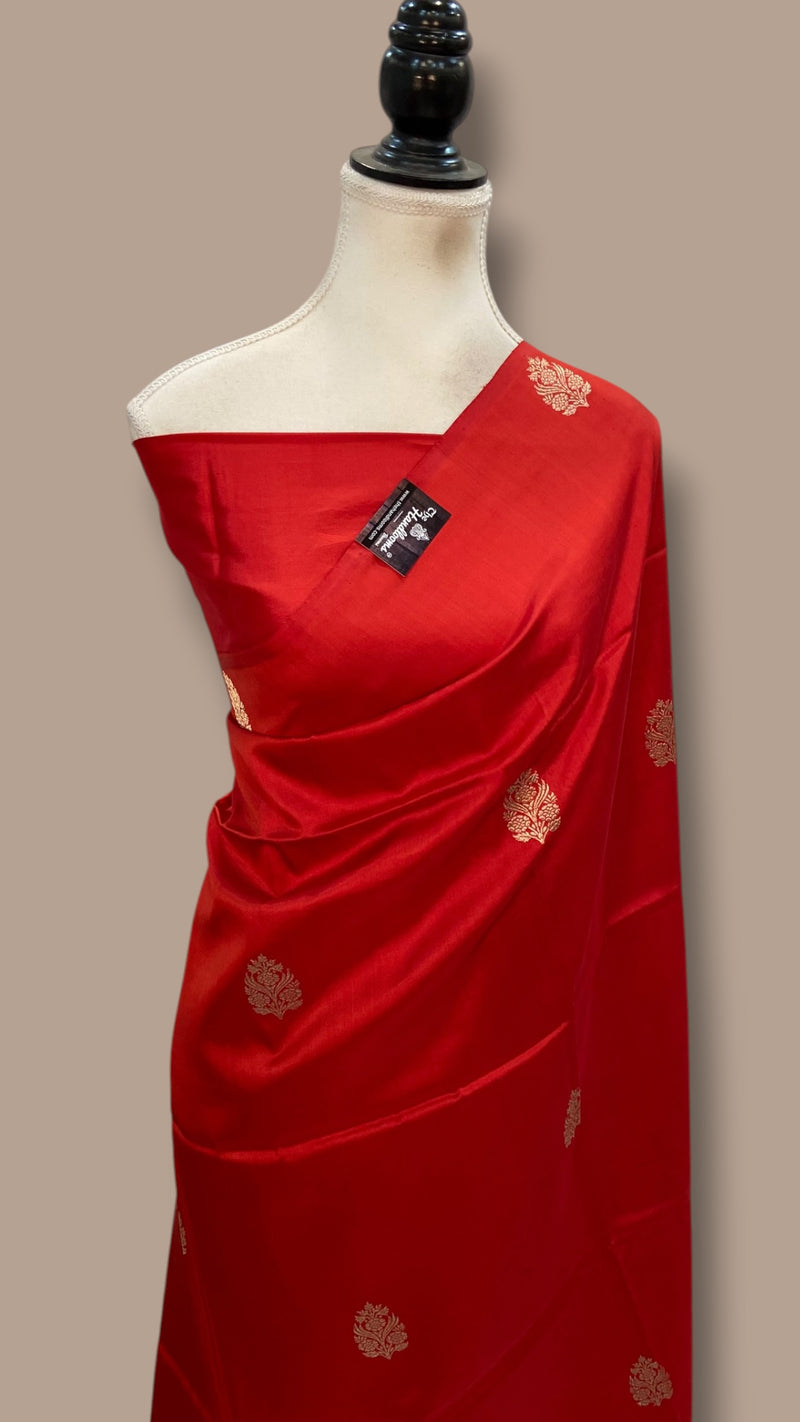 Pure Mango Silk Banarasi Handloom Saree - All over Kadua Motifs - The Handlooms