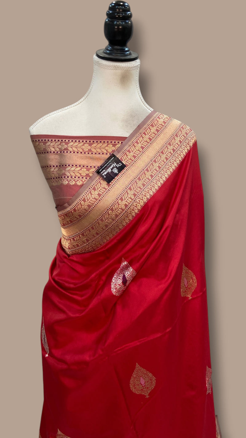Pure Katan Silk Banarasi Handloom Saree - All Over Kadua Motifs - The Handlooms