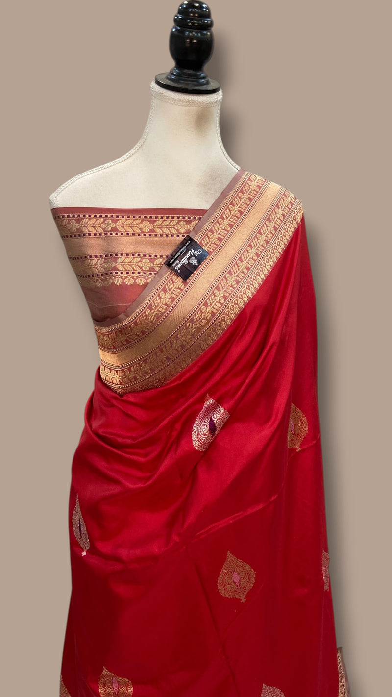 Pure Katan Silk Banarasi Handloom Saree - All Over Kadua Motifs - The Handlooms