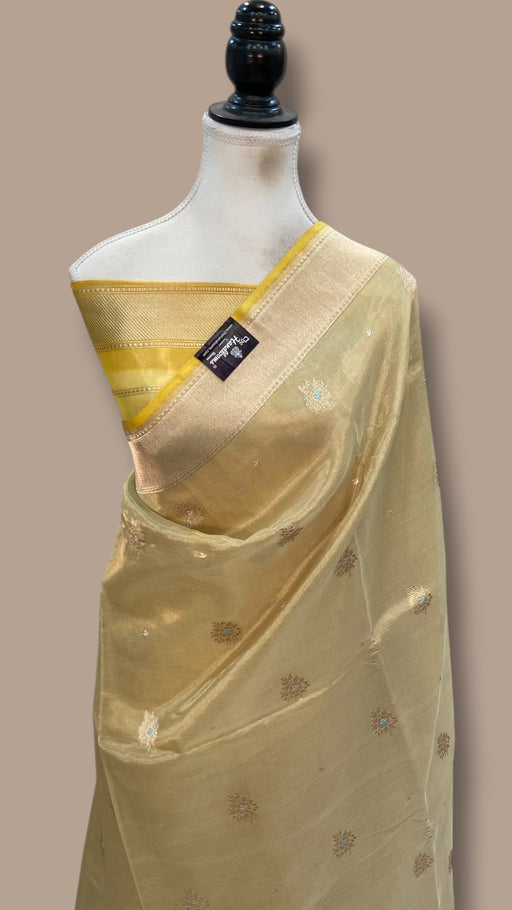 Pure Tissue Katan Silk Banarasi Handloom Saree - All Over Sona Roopa Kadua Motifs - The Handlooms