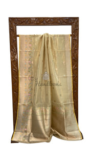 Pure Tissue Katan Silk Banarasi Handloom Saree - All Over Sona Roopa Kadua Motifs - The Handlooms