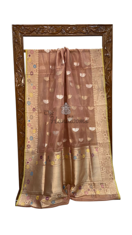 Pure Tissue Katan Silk Banarasi Handloom Saree - All over Sona Roopa Kadua motifs - The Handlooms