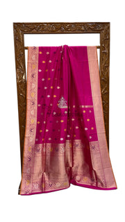 Pure Katan Silk Banarasi Handloom Saree - All Over Kadua Motifs - The Handlooms