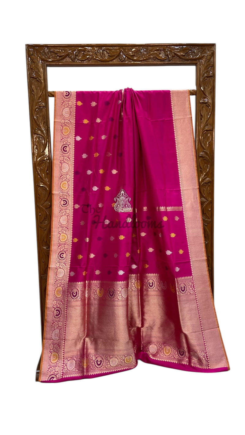 Pure Katan Silk Banarasi Handloom Saree - All Over Kadua Motifs - The Handlooms