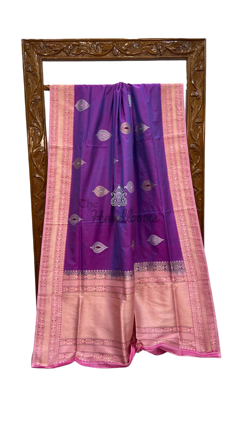 Pure Katan Silk Banarasi Handloom Saree - All Over Kadua Motifs - The Handlooms